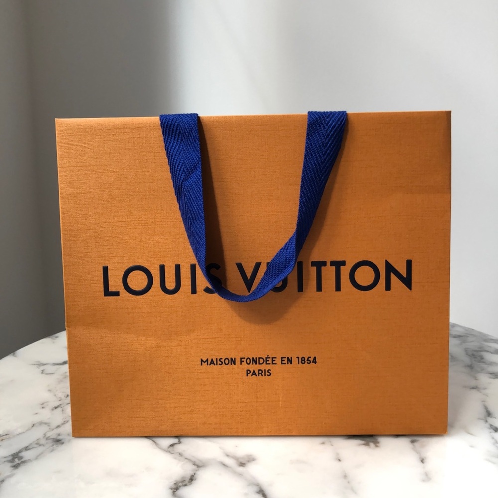 Louis Vuitton Gift Paper Shopping Bag Tote Orange NEW 10”x 8.5”x6”